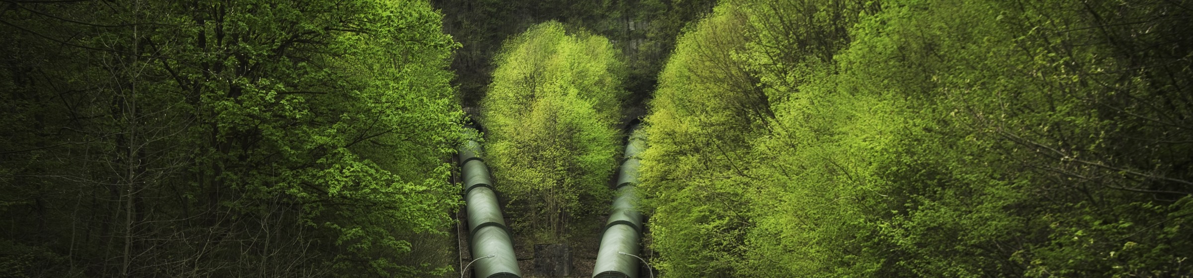 Pressure pipelines at pumped storage power plant in Erzhausen, in Germany.