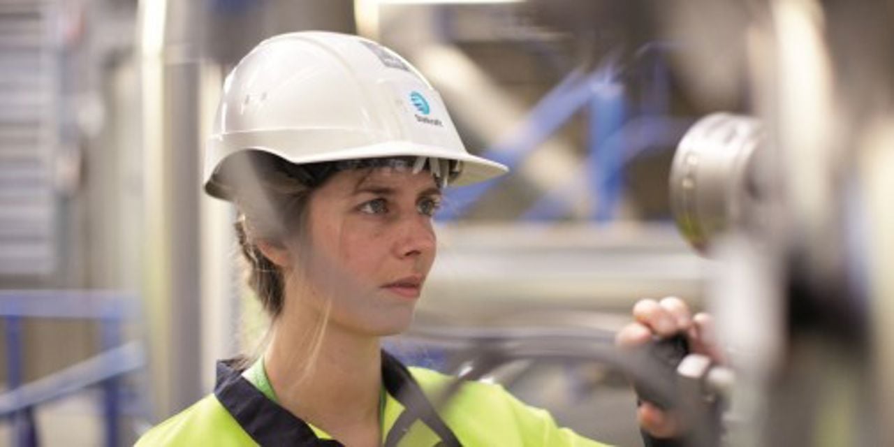 Woman working in a power plant