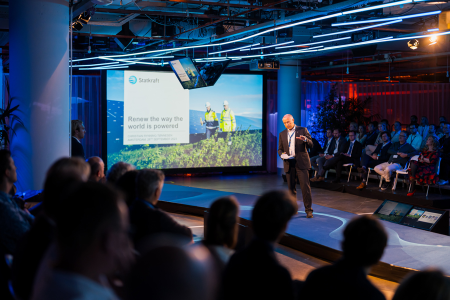 Statkraft's CEO presenting on stage